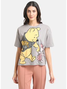 Kazo - Grey Winnie The Pooh Tee With Gold Sequin