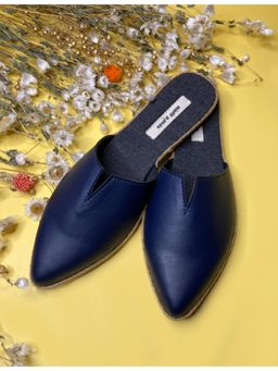 Misfit Panda - Navy Blue Solid Front Cut Mules