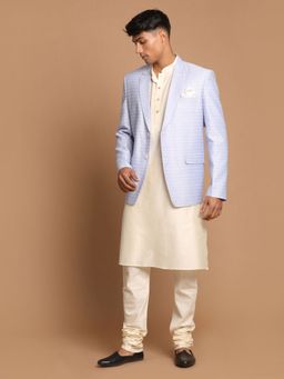 Vastramay - Men Blue And Cream Viscose Ethnic Combo (Set of 3)