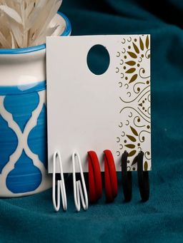 JEWELZ - Vibrant Multi-Color Hoop Earrings (Pack of 3)