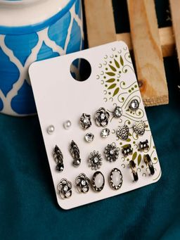 JEWELZ - Multi-Color Alloy Stud Earrings (Pack of 12)