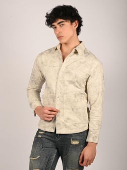 Odette - Beige Denim Tie-Dye Shirts for Men