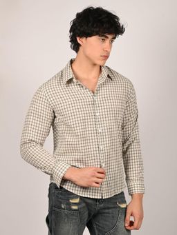 Odette - White and Black Polyster Checked Shirts for Men