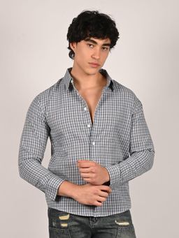 Odette - Blue Polyster Checked Shirts for Men