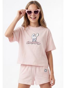 max - Girls Cinamolol Printed T-shirt and Short - Pink