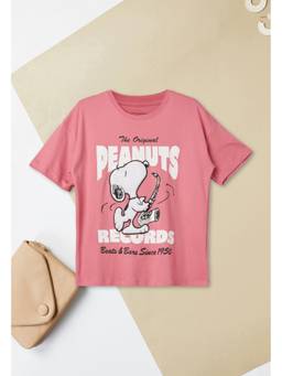 max - Girls Peanuts Snoopy Print T-shirt - Pink