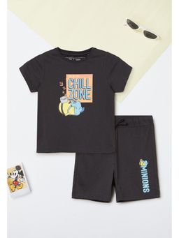 max - Boys Minnion Print T-shirt and Short - Grey