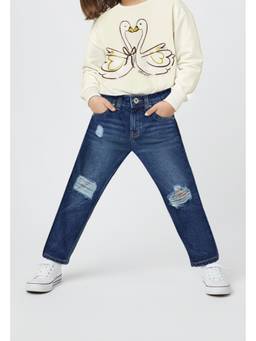 max - Girls Washed Distressed Jeans - Blue