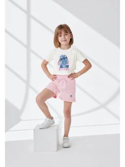 max - Girls Lilo and Stitch Sequins T-shirt and Short - Off White