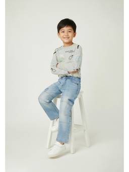 max - Boys Washed Cargo Jeans - Blue