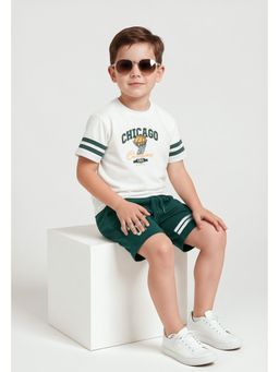 max - Boys Printed T-shirt and Pant - White