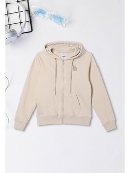 max - Boys Solid Hooded Jacket - Beige