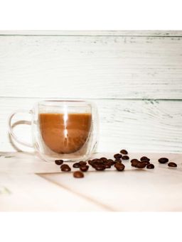 EZ Life - Borosilicate Double Walled Culture Glass Mug with Handle - Transparent- 120 ml - Pack of 4