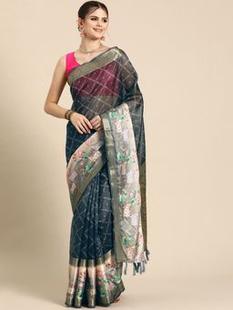 Silk Land - Kanjivaram Silk Pichwai Digital Printed Zari Woven Saree with Unstitched Blouse