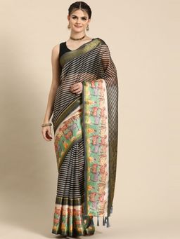 Silk Land - Kanjivaram Silk Digital Printed Zari Woven Pichwai Saree with Unstitched Blouse
