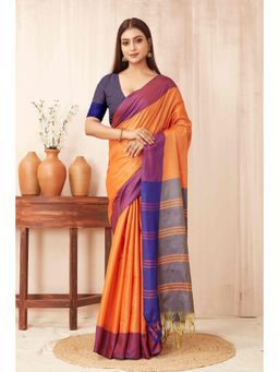 Silk Land - Banarasi Tissue Silk Saree with Unstitched Blouse With Tassels