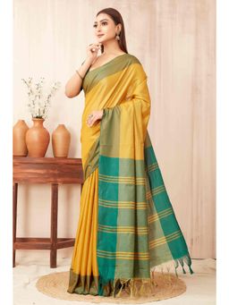 Silk Land - Banarasi Tissue Silk Saree with Unstitched Blouse With Tassels