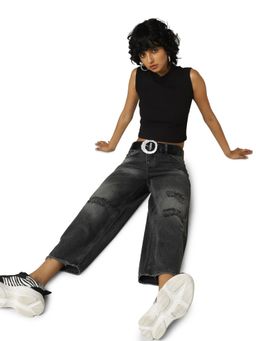 ONLY - Women Patterned Black Jeans