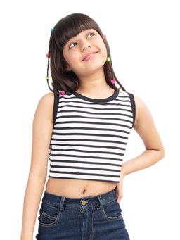 Olele - Girls Stripe Cotton Rib Crop Top