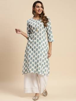 Rangita - Women Rayon All Over Printed Calf Length A-Line Kurta