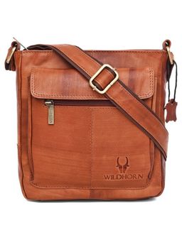 WILDHORN - Classic Genuine Leather Tan Textured Sling Bag for Men