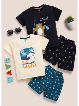 Toonyport - Multi-Colour Printed Cotton T-Shirts with Shorts (Pack of 4)