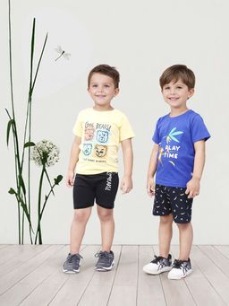 Toonyport - Multi-Colour Printed Cotton T-Shirts with Shorts (Pack of 4)