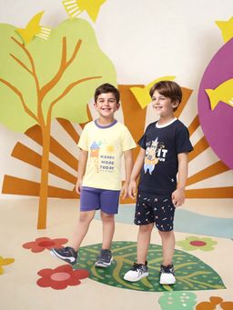 Toonyport - Multi-Colour Printed Cotton T-Shirts with Shorts (Pack of 4)