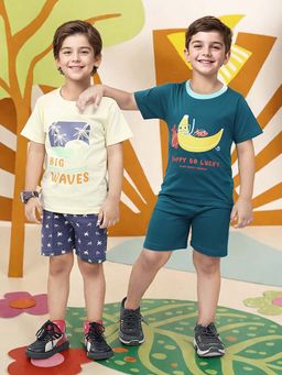 Toonyport - Multi-Colour Printed Cotton T-Shirts with Shorts (Pack of 4)