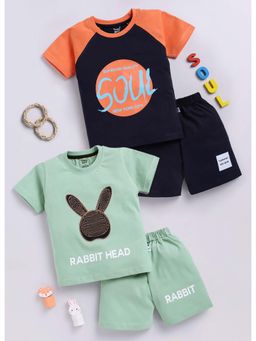 Toonyport - Multi-Colour Printed Cotton T-Shirts with Shorts (Pack of 4)