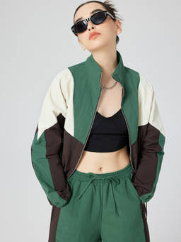 Cider - Color Block Women Super Oversized Zip-Up Windcheater Multi-Color