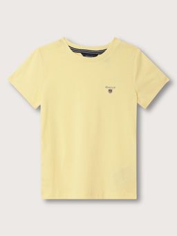 GANT - Boys Yellow Solid Round Neck Short Sleeves T-Shirt