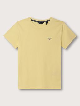 GANT - Boys Yellow Solid Round Neck Short Sleeves T-Shirt