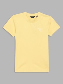 GANT - Boys Yellow Solid Round Neck Short Sleeves T-Shirt
