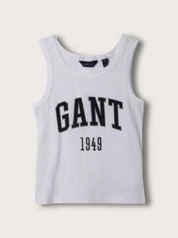 GANT - Boys White Printed Scoop Neck Sleeveless Tank T-Shirt