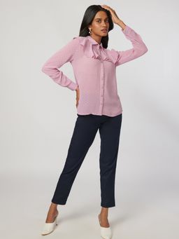 Not So Pink - Mauve Frill Collar Shirt