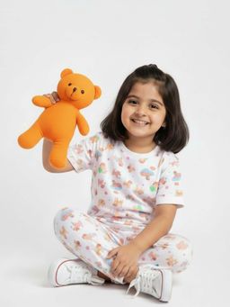 Orange Sugar - Half Sleeves T-Shirt & Joggers Furry Friend (Set of 2)