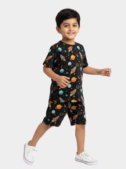Orange Sugar - Black Printed T-Shirt and Shorts