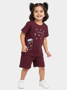 Orange Sugar - Unisex Kids Wine Firefly Printed T-Shirts and Shorts