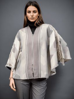 Taurus - Ivory Jacquard Yarn Dyed Cotton Jacket
