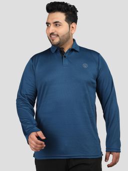 CHKOKKO - Blue Men Full Sleeve Polo T-Shirt