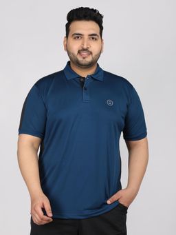 CHKOKKO - Navy Blue Men Half Sleeve Polo T-Shirt