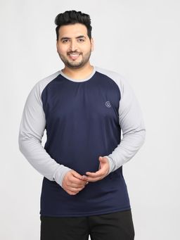 CHKOKKO - Navy Blue Men Full Sleeve T-Shirt