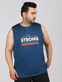 CHKOKKO - Blue Men Printed Gym Vest