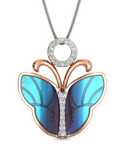 Candere by Kalyan Jewellers - 18K BIS Hallmark Rose Gold and Diamond Butterfly Pendant