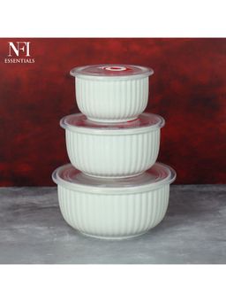 NFI Essentials - Bowl Set With Airtight Lids For Food Storage L- 800Ml, M- 500Ml, S- 280Ml (Pack of 3)