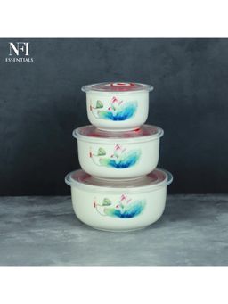 NFI Essentials - Bowl Set With Airtight Lids For Food Storage L- 800Ml, M- 500Ml, S- 280Ml (Pack of 3)