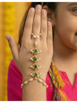 Choko - Gold Plated Green Pearl Hathphool
