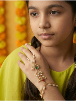 Choko - Gold Plated Multi-Color Pearl Hathphool