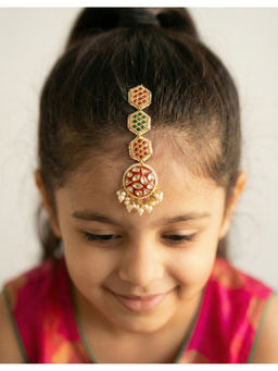 Choko - Gold Plated Multi-Color Pearl Maang Tikka